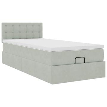 Vidaxl Otomanski posteljni okvir z vzmetnico siv 80x200 cm žamet