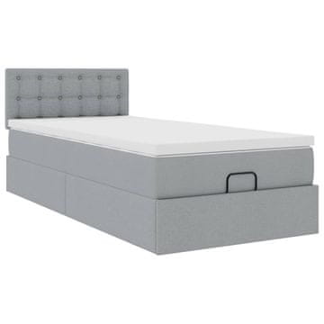 Vidaxl Otomanski posteljni okvir z vzmetnico siv 80x200 cm blago