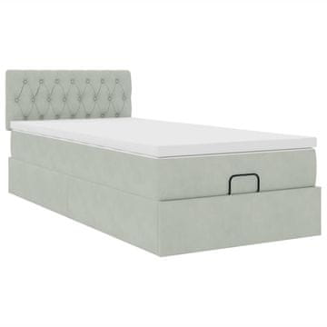 Vidaxl Otomanski posteljni okvir z vzmetnico siv 80x200 cm žamet