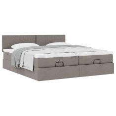 Vidaxl Otomanski posteljni okvir z vzmetnicami taupe 180x200 cm blago
