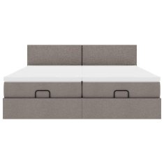 Vidaxl Otomanski posteljni okvir z vzmetnicami taupe 180x200 cm blago