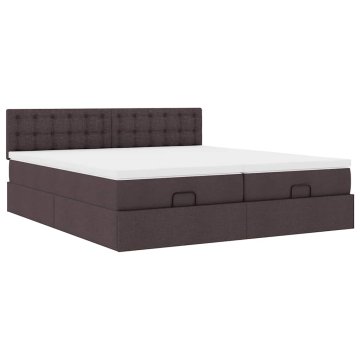 Vidaxl Otomanski posteljni okvir z vzmetnicami rjav 180x200 cm blago