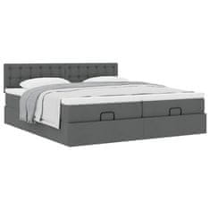 Vidaxl Otomanski posteljni okvir z vzmetnicami siv 200x200 cm blago