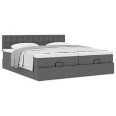Vidaxl Otomanski posteljni okvir z vzmetnicami siv 200x200 cm blago