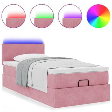 Vidaxl Otomanski posteljni okvir z vzmetnico roza 90x200 cm žamet