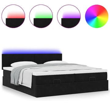 Vidaxl Otomanski posteljni okvir z vzmetnicami črn 160x200 cm žamet