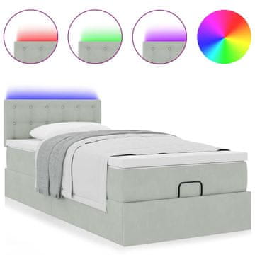 Vidaxl Otomanski posteljni okvir z vzmetnico siv 80x200 cm žamet