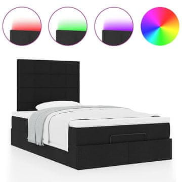 Vidaxl Otomanska postelja z vzmetnico &amp; LEDs črna 120x190 cm blago