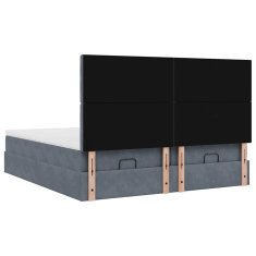Vidaxl Otomanski posteljni okvir z vzmetnicami siv 160x200 cm žamet