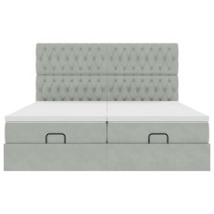 Vidaxl Otomanski posteljni okvir z vzmetnicami siv 180x200cm žamet