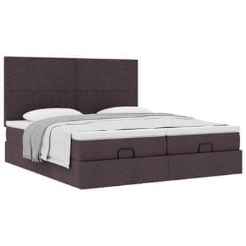 Vidaxl Otomanski posteljni okvir z vzmetnicami rjav 180x200 cm blago