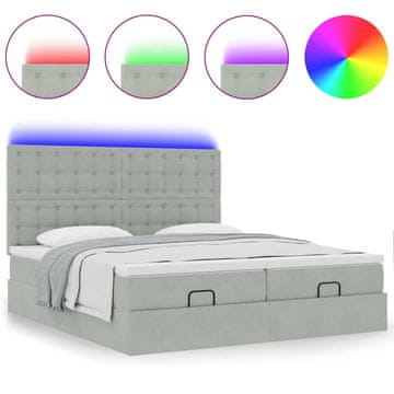 Vidaxl Otomanski posteljni okvir z vzmetnicami siv 160x200 cm žamet