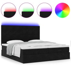 Vidaxl Otomanski posteljni okvir z vzmetnicami črn 180x200cm žamet