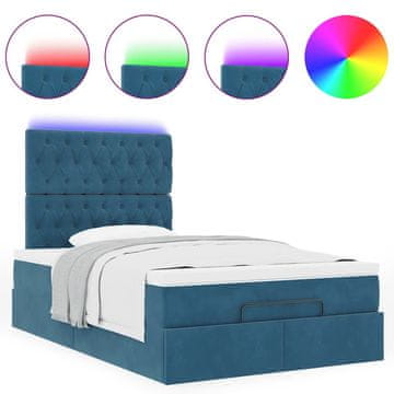 Vidaxl Otomanski posteljni okvir z vzmetnicami moder 120x200cm žamet