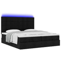 Vidaxl Otomanski posteljni okvir z vzmetnicami črn 180x200 cm blago