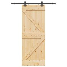 shumee vidaXL Drsna vrata s kompletom vodil 80x210 cm trdna borovina