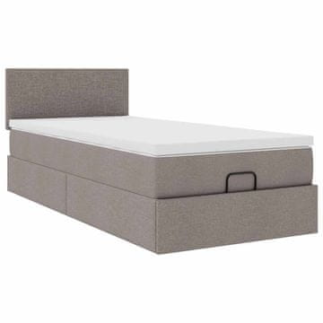 Vidaxl Otomanska postelja z vzmetnico taupe 90x200 cm blago