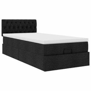 Vidaxl Otomanska postelja z vzmetnico črn 100x200 cm blago