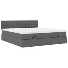 Vidaxl Otomanski posteljni okvir z vzmetnicami siv 180x200 cm blago