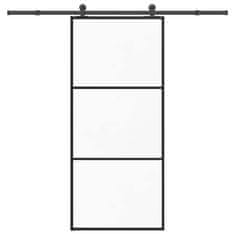 Vidaxl Drsna vrata z opremo 90x205 cm ESG steklo in aluminij