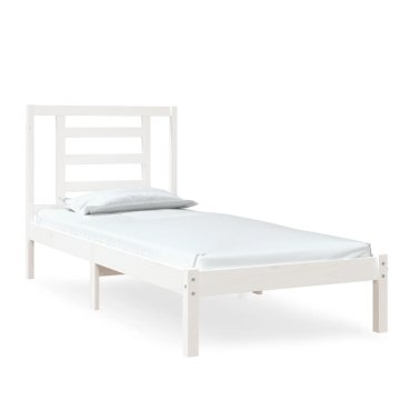 Vidaxl Posteljni okvir bel iz trdnega lesa 75x190 cm