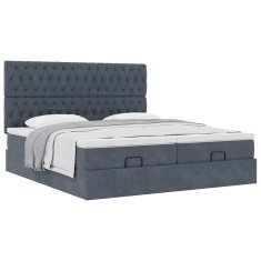 Vidaxl Otomanski posteljni okvir z vzmetnicami siv 160x200 cm žamet