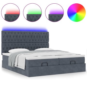 Vidaxl Otomanski posteljni okvir z vzmetnicami siv 200x200cm žamet