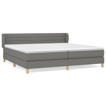Vidaxl Box spring postelja z vzmetnico temno siva 200x200 cm blago