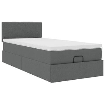 Vidaxl Otomanska postelja z vzmetnico siv 90x200 cm blago
