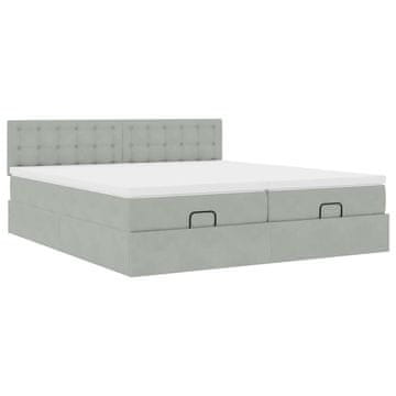 Vidaxl Otomanski posteljni okvir z vzmetnicami siv 180x200cm žamet