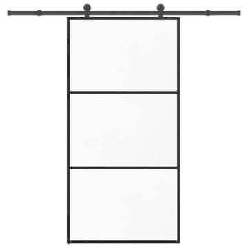 Vidaxl Drsna vrata z opremo ESG steklo in aluminij 102x205 cm