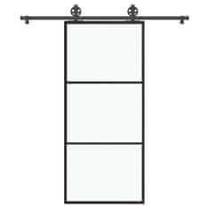 shumee vidaXL Drsna vrata z opremo 90x205 cm ESG steklo in aluminij