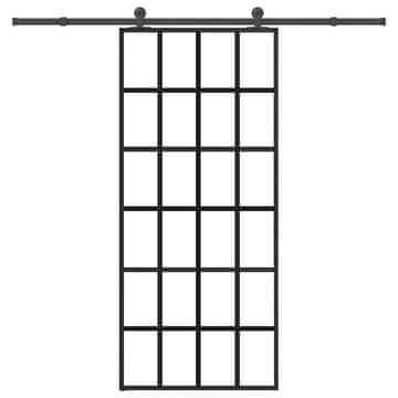 Vidaxl Drsna vrata z opremo 90x205 cm ESG steklo in aluminij