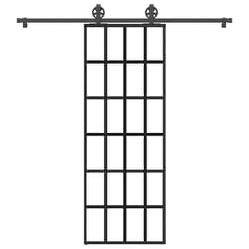 shumee vidaXL Drsna vrata z opremo 76x205 cm ESG steklo in aluminij