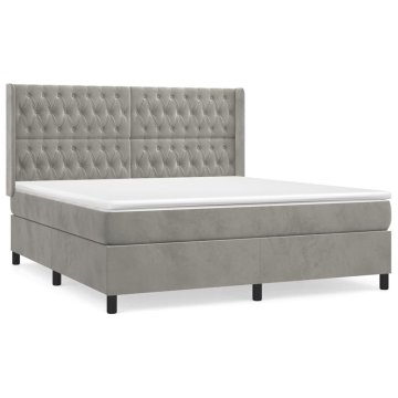 Vidaxl Box spring postelja z vzmetnico svetlo siva 180x200 cm žamet