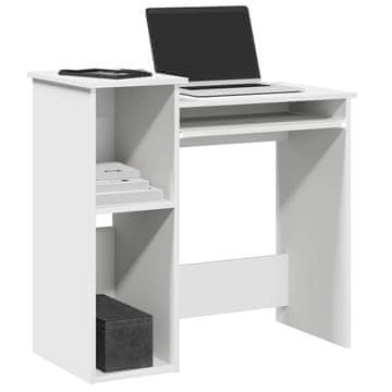 Vidaxl vidaXL Pisalna miza s policami, bela, 84x40x78 cm, material na osnovi lesa