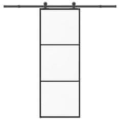 shumee vidaXL Drsna vrata z opremo 76x205 cm ESG steklo in aluminij