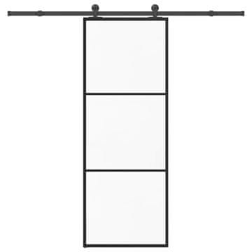 shumee vidaXL Drsna vrata z opremo 76x205 cm ESG steklo in aluminij