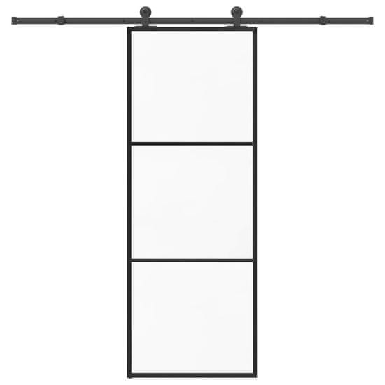 shumee vidaXL Drsna vrata z opremo 76x205 cm ESG steklo in aluminij