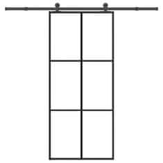 Vidaxl Drsna vrata z opremo 90x205 cm ESG steklo in aluminij