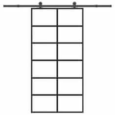Vidaxl Drsna vrata z opremo ESG steklo in aluminij 102x205 cm