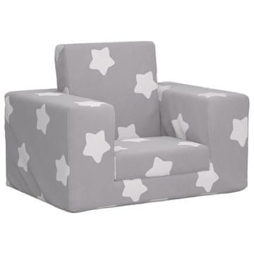 shumee vidaXL Otroški kavč svetlo siv z zvezdicami mehak pliš
