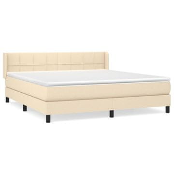 Vidaxl Box spring postelja z vzmetnico krem 180x200 cm blago