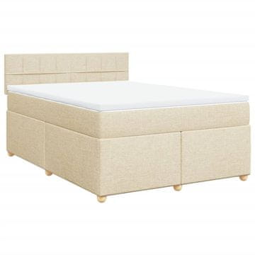 Vidaxl Box spring postelja z vzmetnico krem 140x200 cm blago