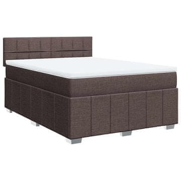 Vidaxl Box spring postelja z vzmetnico temno rjava 140x200 cm blago