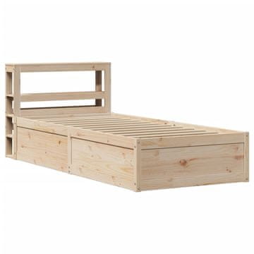 Vidaxl Posteljni okvir z vzglavjem 90x190 cm trdna borovina