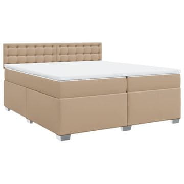 Vidaxl Box spring postelja z vzmetnico kapučino 200x200 cm um. usnje