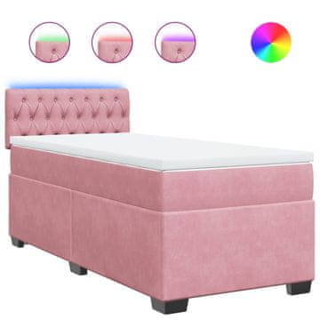 Vidaxl Box spring postelja z vzmetnico roza 90x200 cm žamet