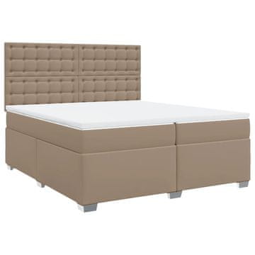 Vidaxl Box spring postelja z vzmetnico kapučino 200x200 cm um. usnje