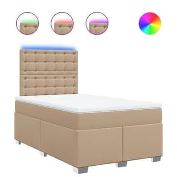 Vidaxl Box spring postelja z vzmetnico kapučino 120x200cm umetno usnje